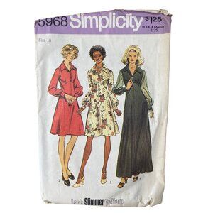 70s Simplicity 5968 Womens Dress Sewing Pattern Size 16 Misses Two Lengths CUT